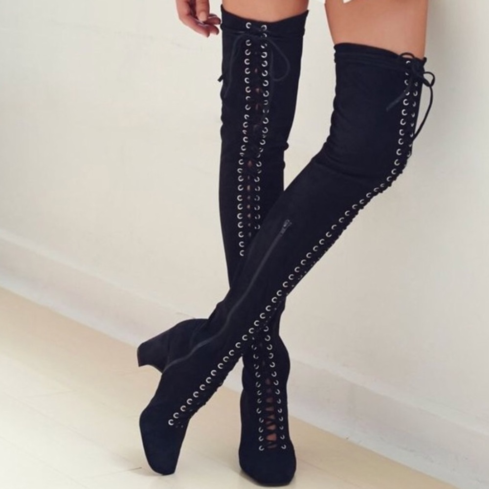 Jeffrey Campbell Wilshire Lace Up Thigh High Boots